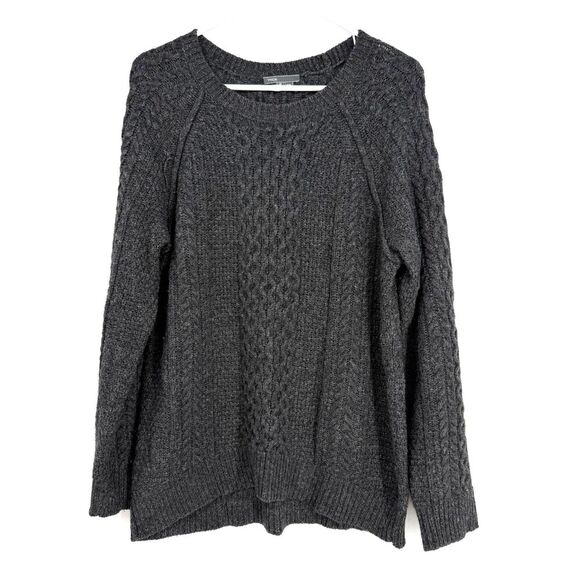 Vince Sweaters - Vince Sweater Gray Cable Knit Wool Alpaca Pullover Cabincore Fisherman Womens M